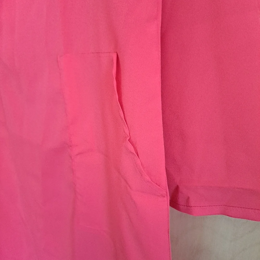Women's NWT Summer Beach Shirt Dress Cover-up Loose Dress Coral Shrimp Color L. - Picture 4 of 5